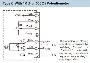 20S 50Nm On Off Potentiometer Quarter Turn Electric Actuator