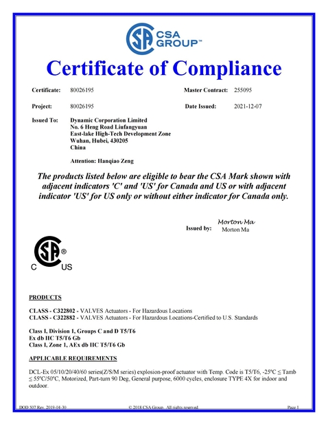 LA CHINE Dynamic Corporation Limited certifications